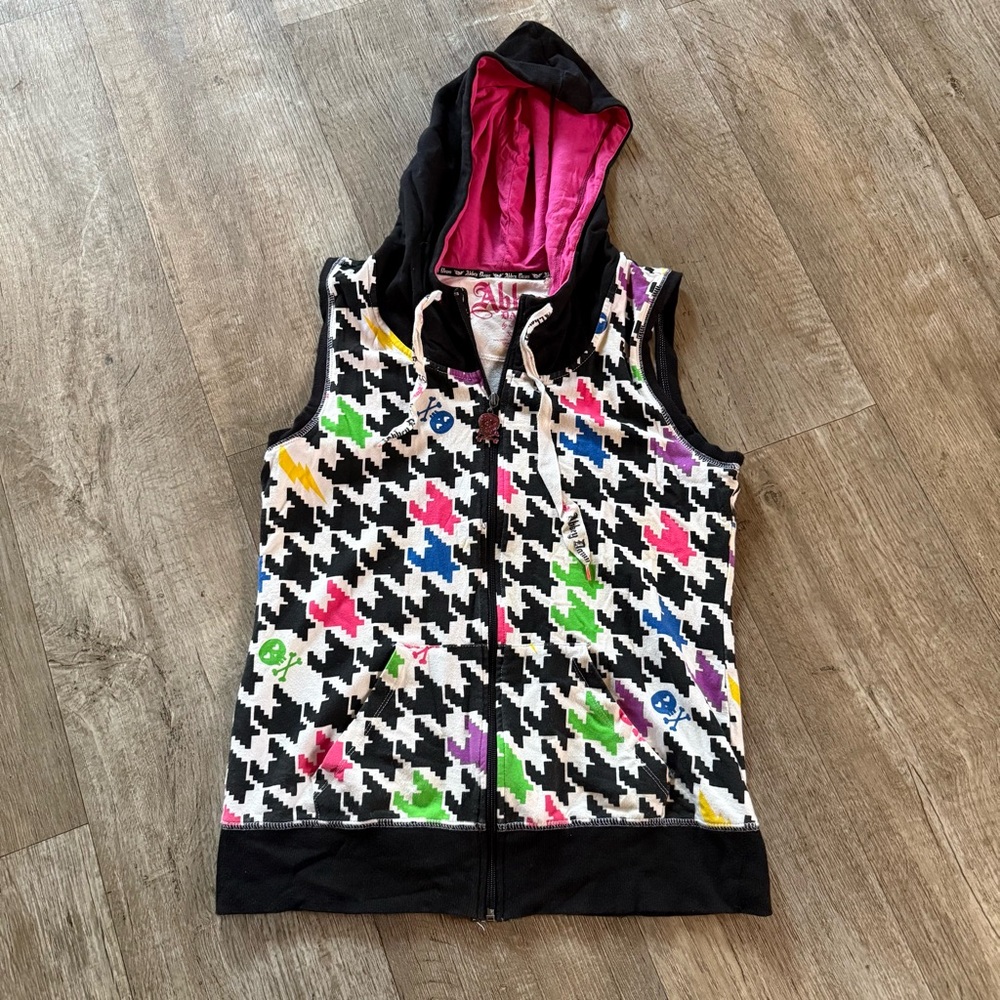 Abbey Dawn Skull Crossbones Sleeveless Hoodie XL Avril Lavigne Vtg Y2K